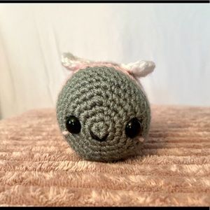 Pink and grey crochet mini bee